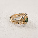 Olive Branch Bridal Set with Round Green Tourmalines / Olivia - Eden Garden Jewelry™