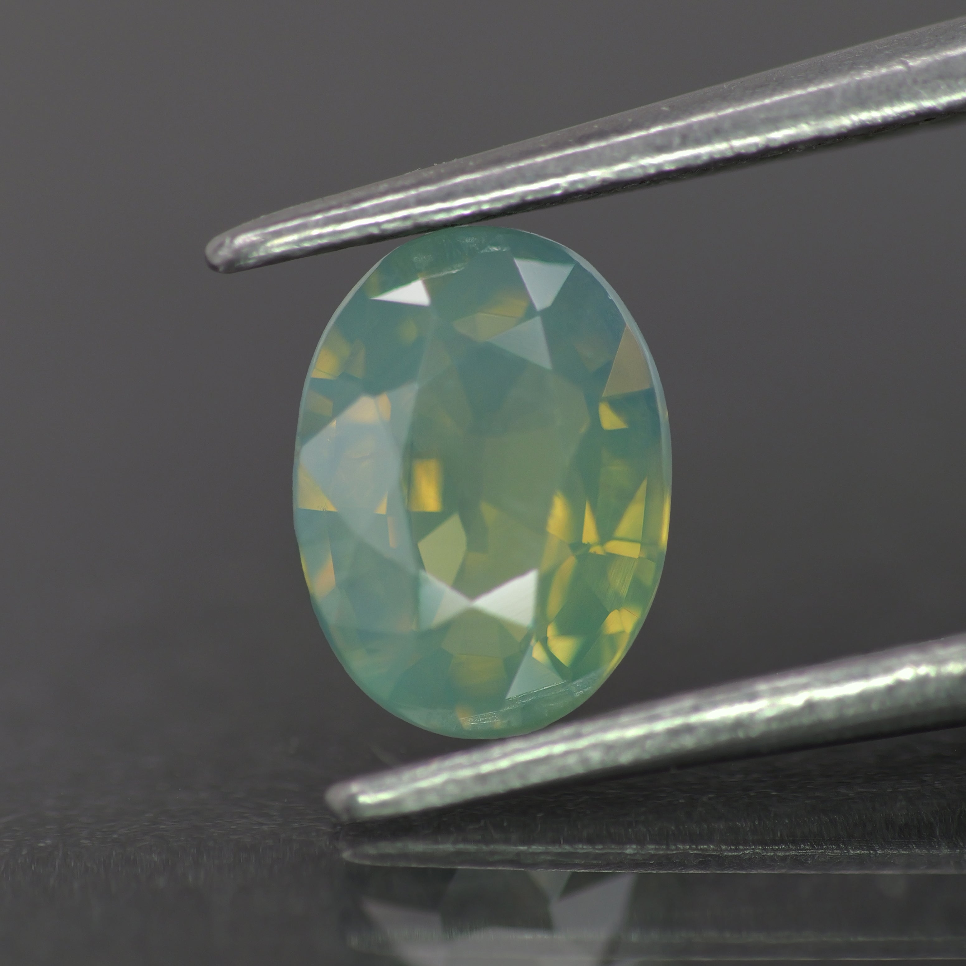 Opalescent Sapphire | natural, multicolor: blue, green & yellow, oval-cut, *7x5mm, 1.2ct - Eden Garden Jewelry™