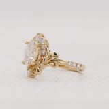 Bridal Set with Oval Lab-grown Diamond & Gold Swirly Foliage / Sophie