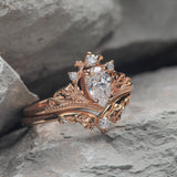 READY TO SHIP: Ariadne bridal set in 18K rose gold, pear cut lab grown diamond 7x5 mm, accents lab grown diamonds, RING SIZE: 5.5 - 8.5 US US - Eden Garden Jewelry™