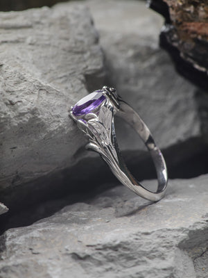 READY TO SHIP: Wisteria in 14K white gold, marquise-cut amethyst, RING SIZE 5.5 - 8.5 US