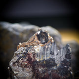 Salt and pepper diamond engagement ring, gold leaves engagement ring / Freesia - Eden Garden Jewelry™