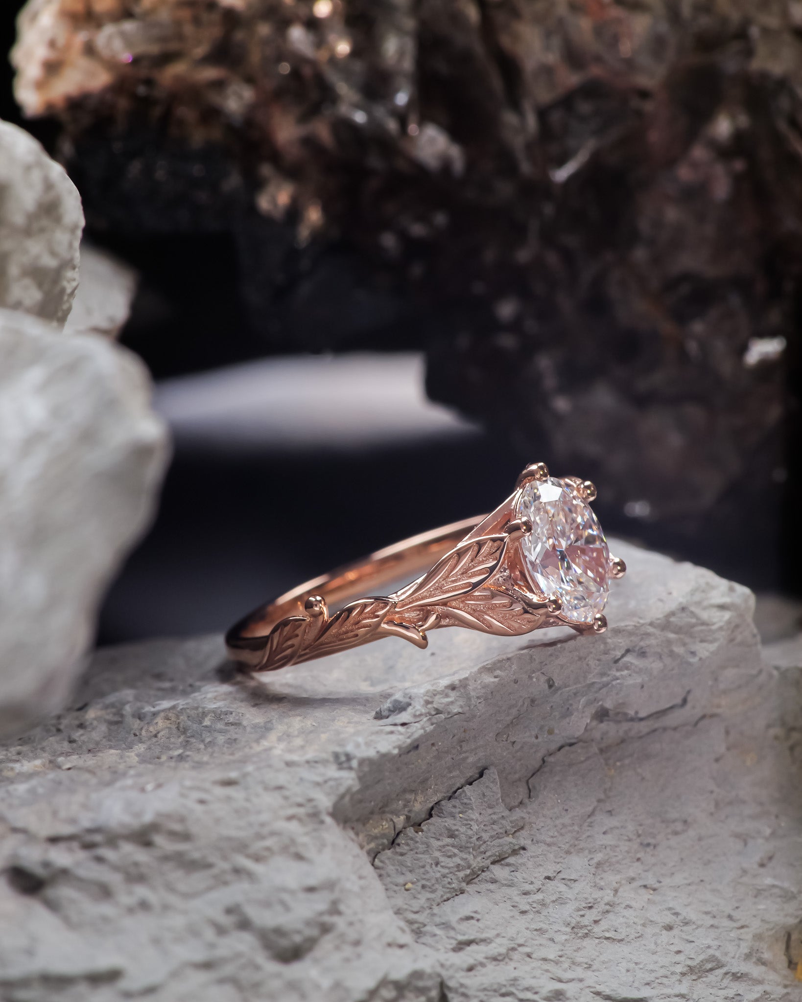 READY TO SHIP: Freesia lab-grown diamond bridal ring set, 8x6 mm oval cut, AVAILABLE RING SIZES: 5.5 - 8.5 US