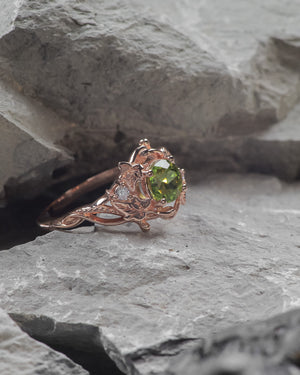 Peridot engagement ring with diamonds / Undina Ivy