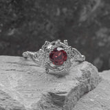Natural garnet ivy leaves engagement ring, red gemstone ring / Undina Ivy - Eden Garden Jewelry™