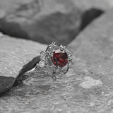 Natural garnet ivy leaves engagement ring, red gemstone ring / Undina Ivy - Eden Garden Jewelry™