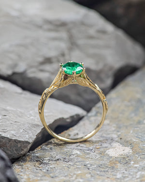 READY TO SHIP: Freesia in 14K yellow gold, oval cut natural emerald, AVAILABLE RING SIZE: 5.5 - 8.5 US