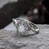 1 carat lab grown diamond engagement ring, solid gold nature inspired proposal ring / Undina