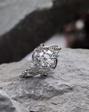 READY TO SHIP: Undina engagement ring in 14K white gold, lab-grown diamond & accent lab diamonds, RING SIZES: 5.5 - 8.5 US