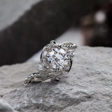 1 carat lab grown diamond engagement ring, solid gold nature inspired proposal ring / Undina