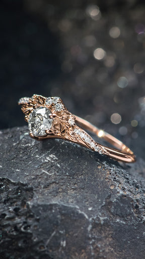 Salt & pepper diamond engagement ring, alternative proposal ring / Amelia - Eden Garden Jewelry™