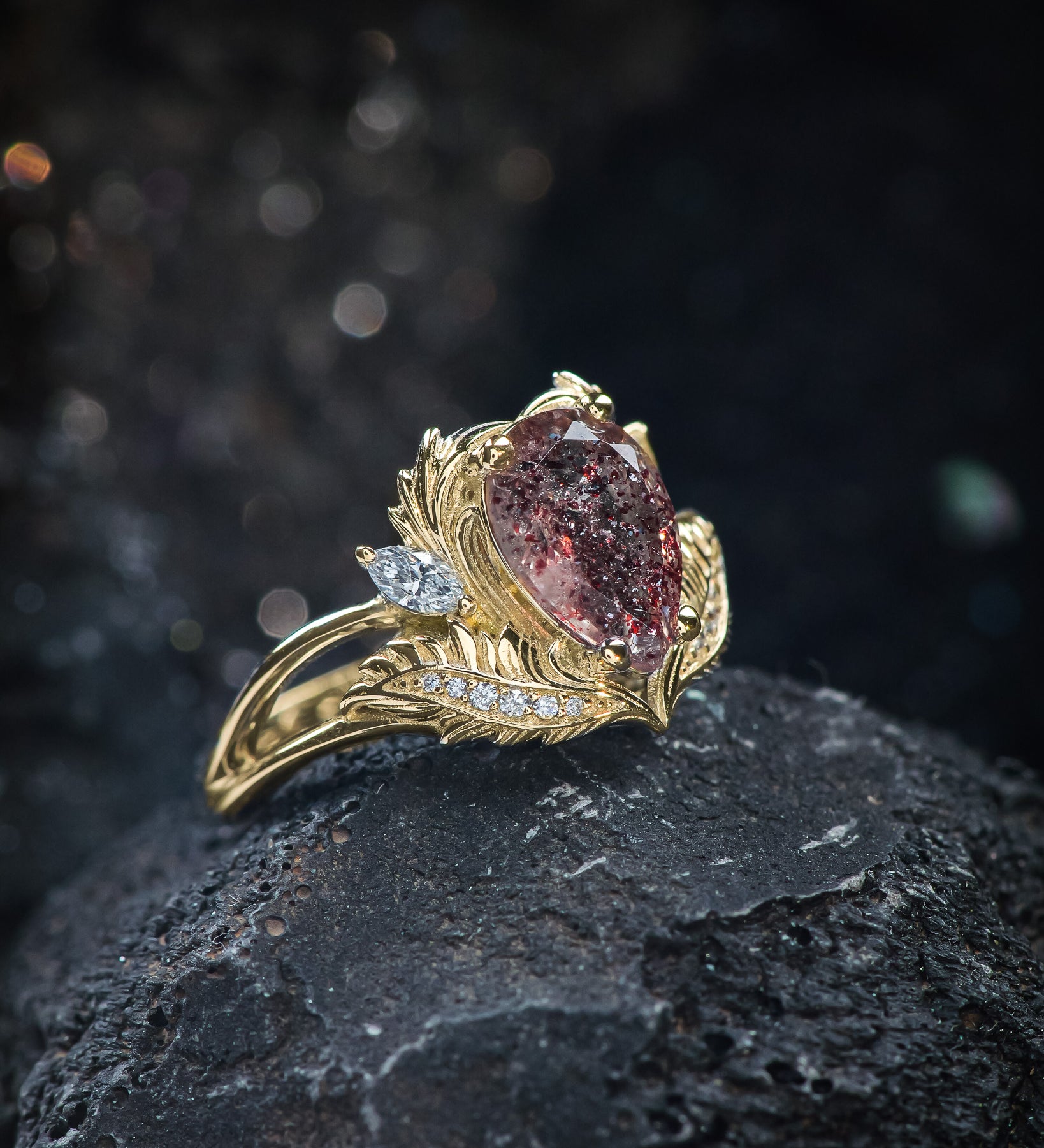 Lab Grown Diamond Rose Gold Engagement Ring Pear Cut Gemstone