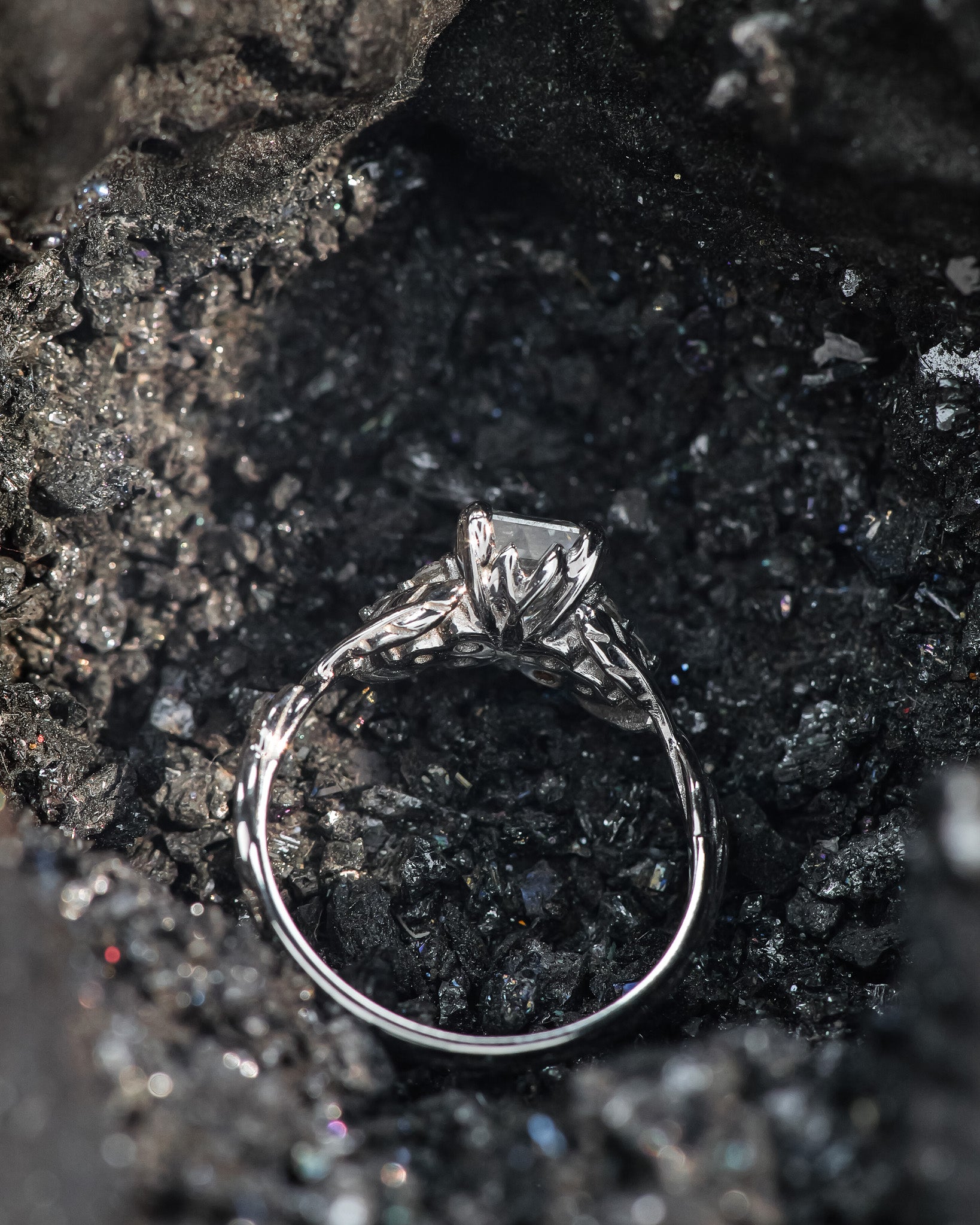READY TO SHIP: Gloria ring in 14K white gold, 8x6 mm lab-grown diamond & accent lab diamonds, AVAILABLE RING SIZES: 5.5 - 8.5 US - Eden Garden Jewelry™