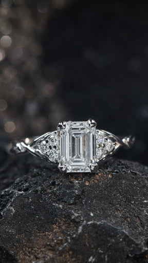 READY TO SHIP: Gloria ring in 14K white gold, 8x6 mm lab-grown diamond & accent lab diamonds, AVAILABLE RING SIZES: 5.5 - 8.5 US - Eden Garden Jewelry™