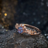 Colour changing alexandrite ring, elvish engagement ring / Horta - Eden Garden Jewelry™