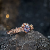 Colour changing alexandrite ring, elvish engagement ring / Horta - Eden Garden Jewelry™