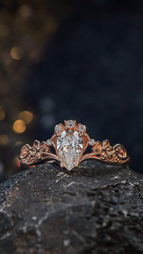 READY TO SHIP: Horta engagement ring with lab-grown diamond and accent diamonds, 14K rose gold, RING SIZES: 5.5 - 8.5 US - Eden Garden Jewelry™