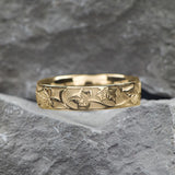 READY TO SHIP: Wedding band with ivy pattern, 5 mm wide, 14K yellow gold, AVAILABLE RING SIZE: 10 US - Eden Garden Jewelry™
