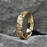 READY TO SHIP: Wedding band with ivy pattern, 5 mm wide, 14K yellow gold, AVAILABLE RING SIZE: 10 US - Eden Garden Jewelry™