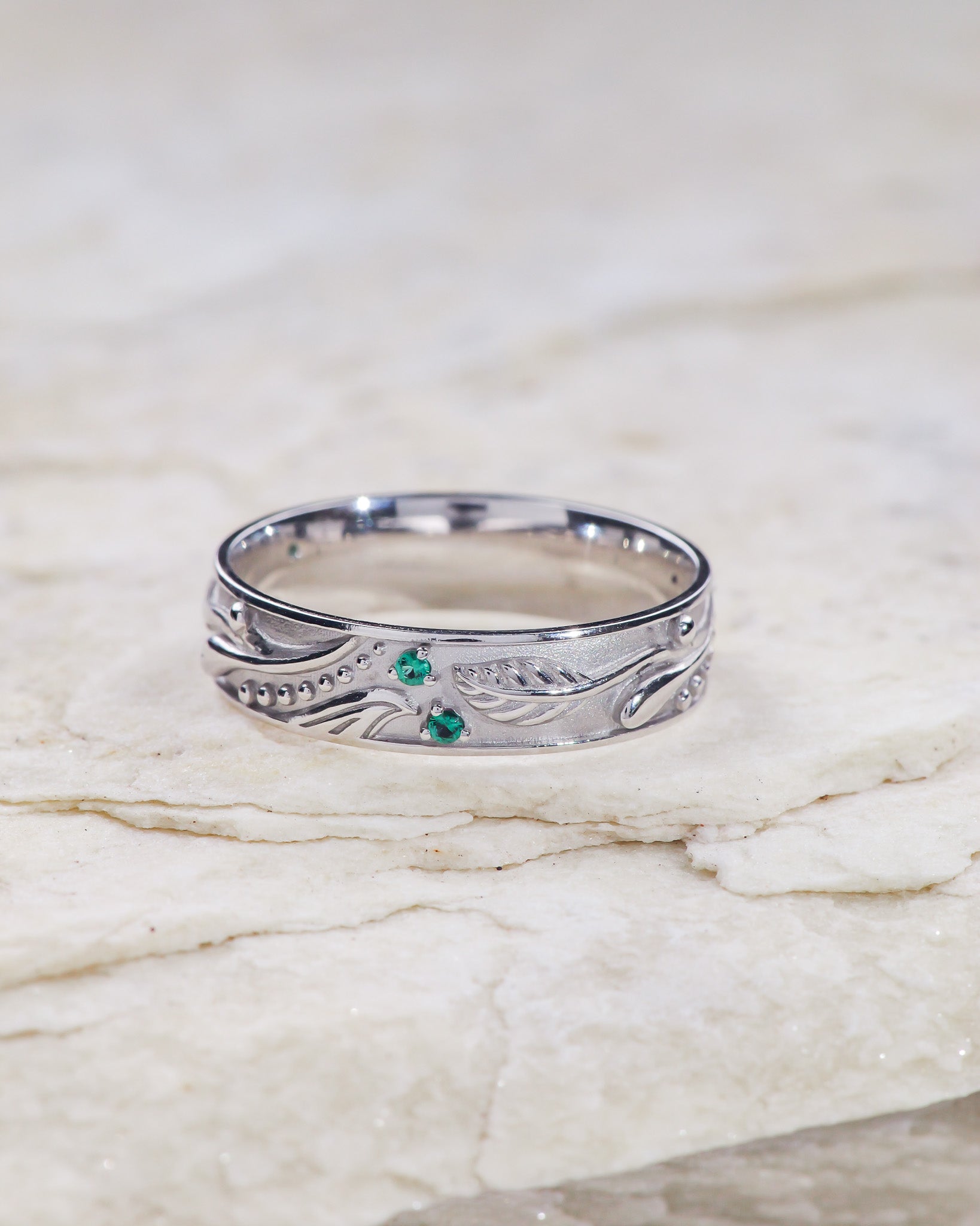 Nature inspired wedding band for man / Callisto