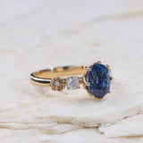 READY TO SHIP: Fiorella engagement ring in 14K yellow gold, natural blue sapphire oval cut 8x6 mm, accent lab grown diamonds, RING SIZE: 5.5 - 8.5 US - Eden Garden Jewelry™