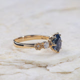 READY TO SHIP: Fiorella engagement ring in 14K yellow gold, natural blue sapphire oval cut 8x6 mm, accent lab grown diamonds, RING SIZE: 5.5 - 8.5 US - Eden Garden Jewelry™