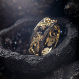 Black and gold oak ring, wedding band for him