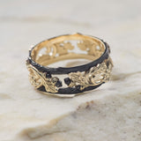 Black and gold oak ring, wedding band for him