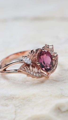 Pink tourmaline and diamonds engagement ring / Adonis - Eden Garden Jewelry™