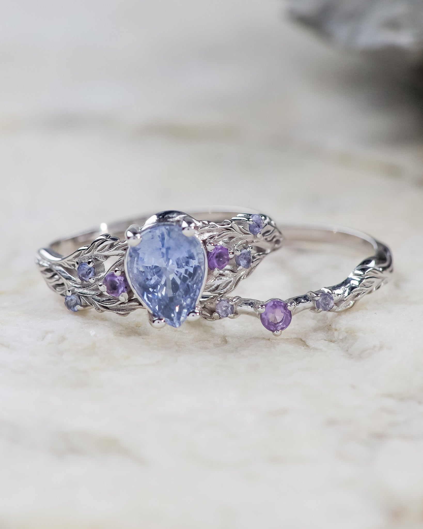 Enchanted Forest Vibes Sapphire Bridal Set Non-Traditional