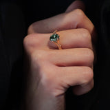 READY TO SHIP: Freesia ring with green lab-grown diamond, 14K rose gold, AVAILABLE RING SIZES: 5.5 - 8.5 US