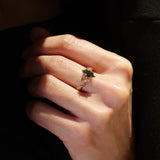 READY TO SHIP: Freesia ring with marquise-cut salt & pepper diamond, 14K rose gold, AVAILABLE RING SIZES: 5.5 - 8.5 US