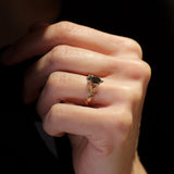 READY TO SHIP: Freesia ring with marquise-cut salt & pepper diamond, 14K rose gold, AVAILABLE RING SIZES: 5.5 - 8.5 US
