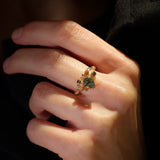 READY TO SHIP Olivia ring with moss agate and accent tourmalines, 14K rose gold, AVAILABLE RING SIZES 6 - 9 US