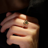 READY TO SHIP Olivia ring with moss agate and accent tourmalines, 14K rose gold, AVAILABLE RING SIZES 6 - 9 US