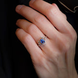 Art Nouveau Engagement Ring with Pear-cut Blue (Natural) Sapphire / Lida