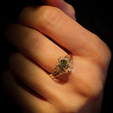 READY TO SHIP Ariadne bridal ring set with green lab-grown diamond, 14K yellow gold, AVAILABLE RING SIZES 5.5 - 8.5 US - Eden Garden Jewelry™