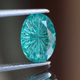 Tourmaline | lab-grown, paraiba color, oval shape, fantasy-cut, *10x7mm, 3ct - Eden Garden Jewelry™