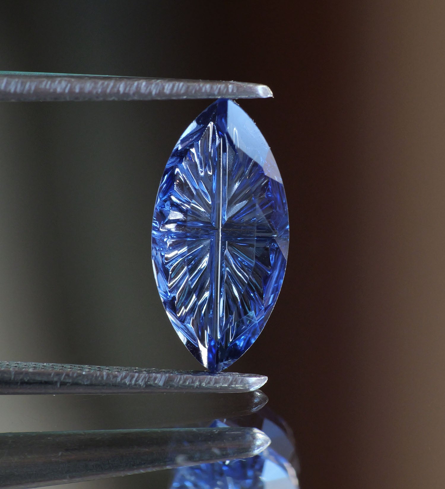 Sapphire | lab-grown, blue color, marquise shape, fantasy-cut, *12x6mm, 2ct - Eden Garden Jewelry™