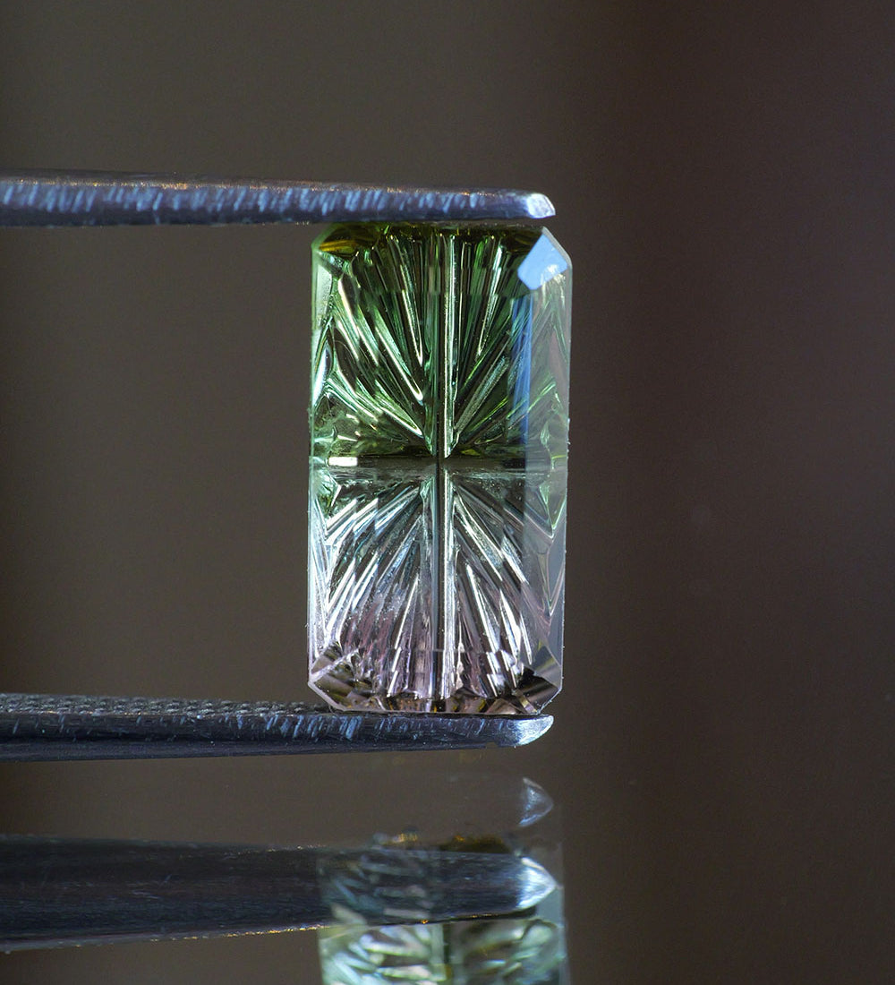 Tourmaline | natural, watermelon bi-color: green & pink color, fantasy-cut, *11x6mm, 2.5ct - Eden Garden Jewelry™