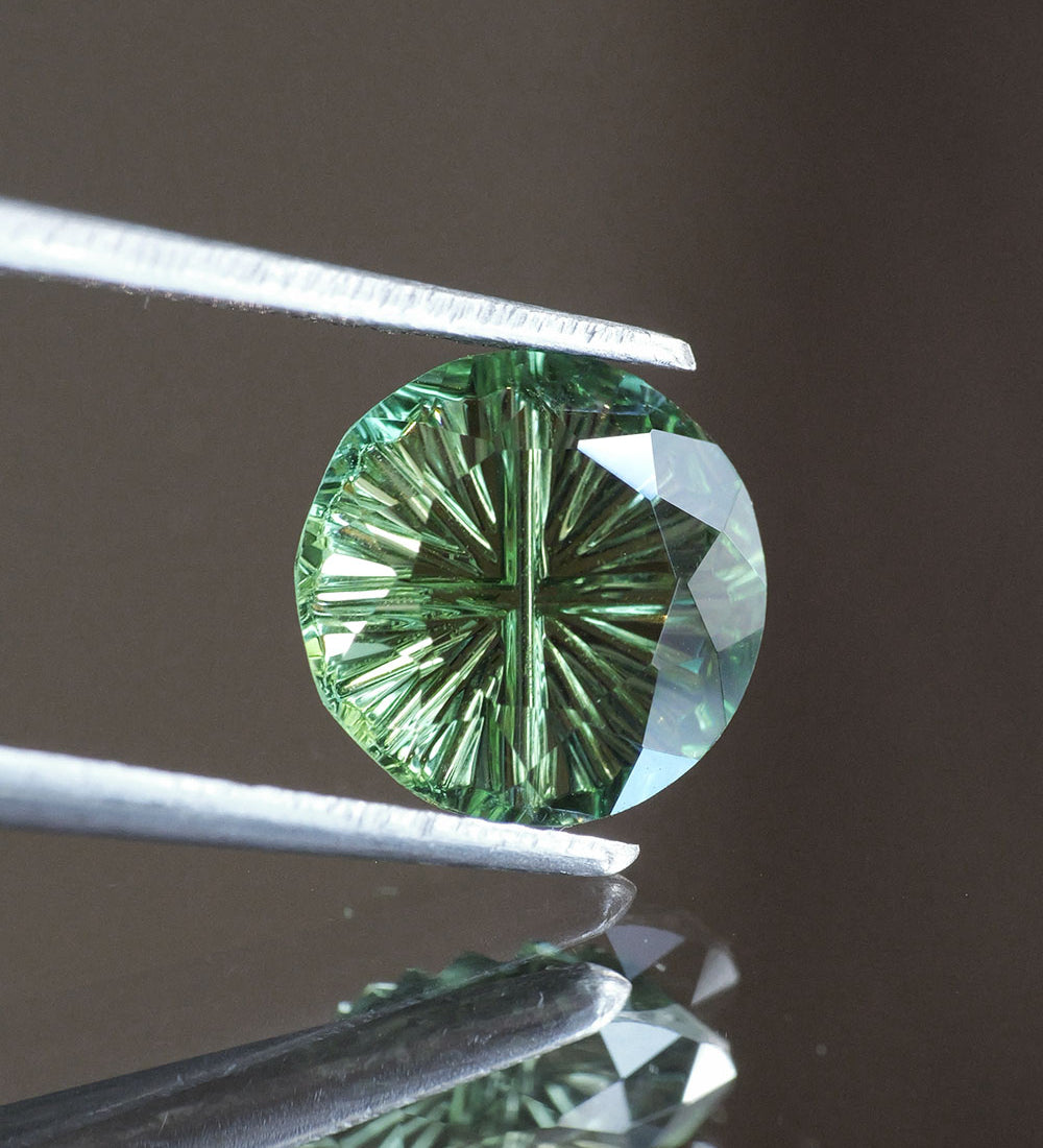 Tourmaline | natural, green color, fantasy-cut, 7.5mm, *1.2ct - Eden Garden Jewelry™
