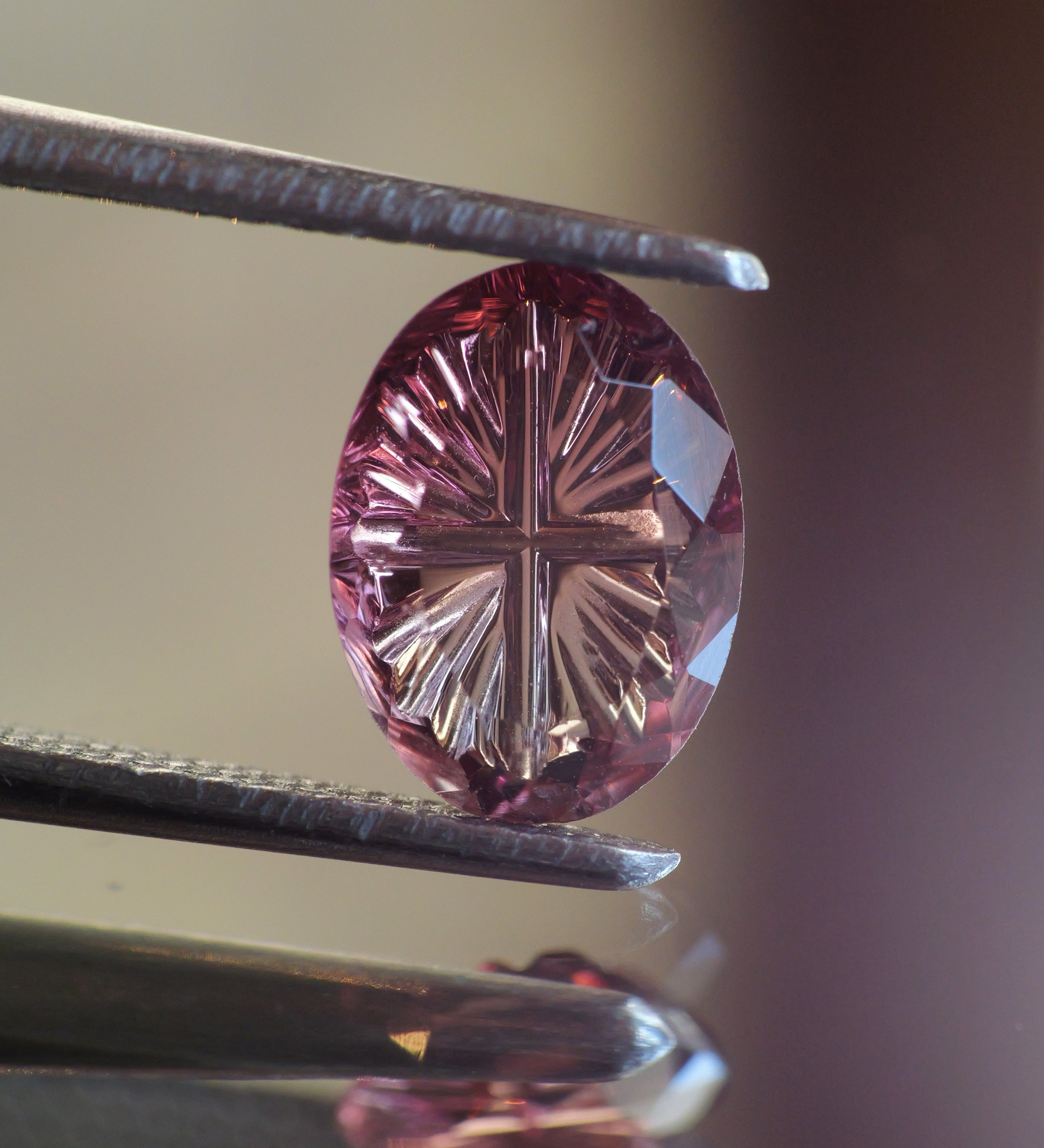 Tourmaline | natural, orangish pink color, fantasy-cut, 8x6mm, 1ct - Eden Garden Jewelry™