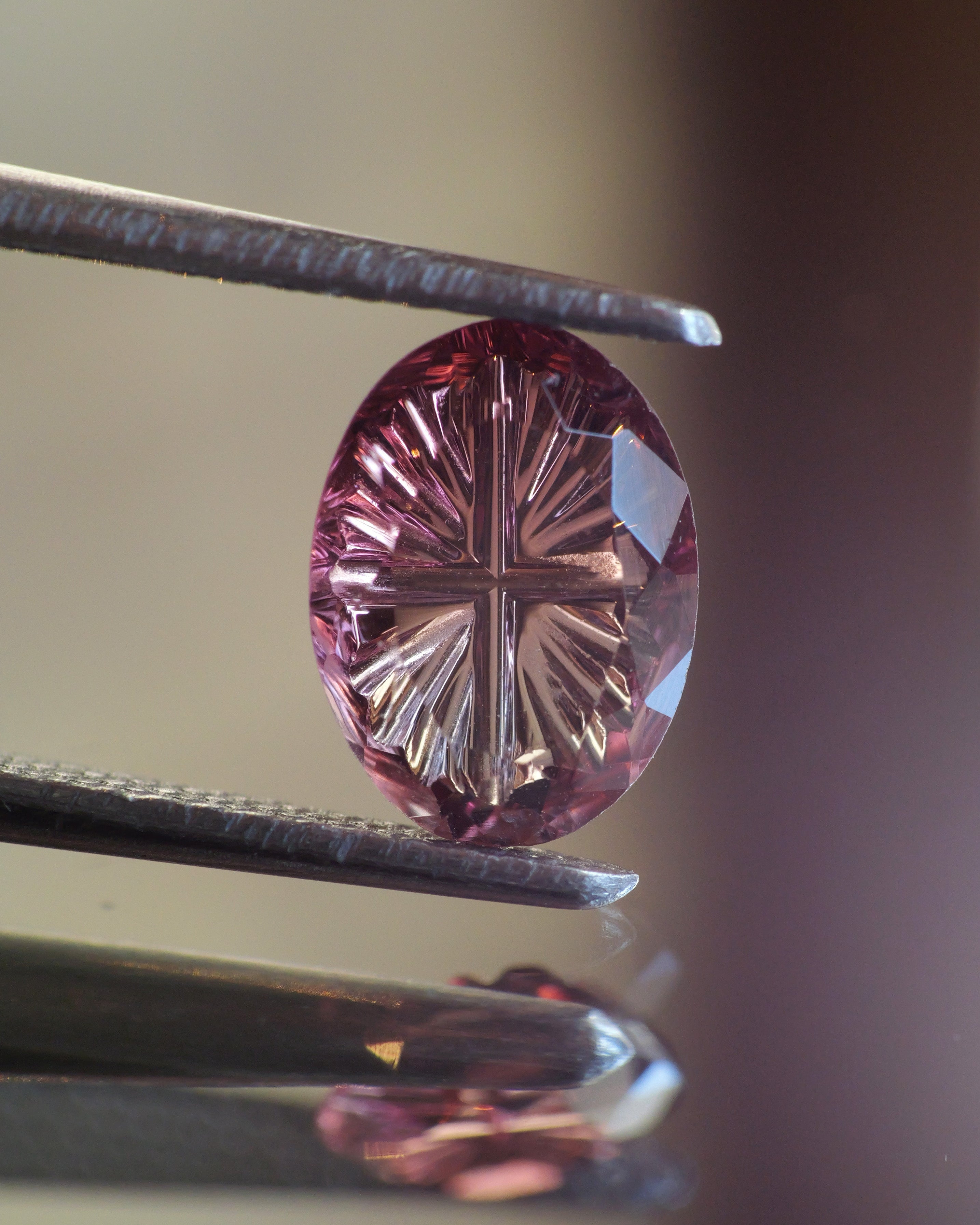 Tourmaline | natural, orangish pink color, fantasy-cut, 8x6mm, 1ct - Eden Garden Jewelry™