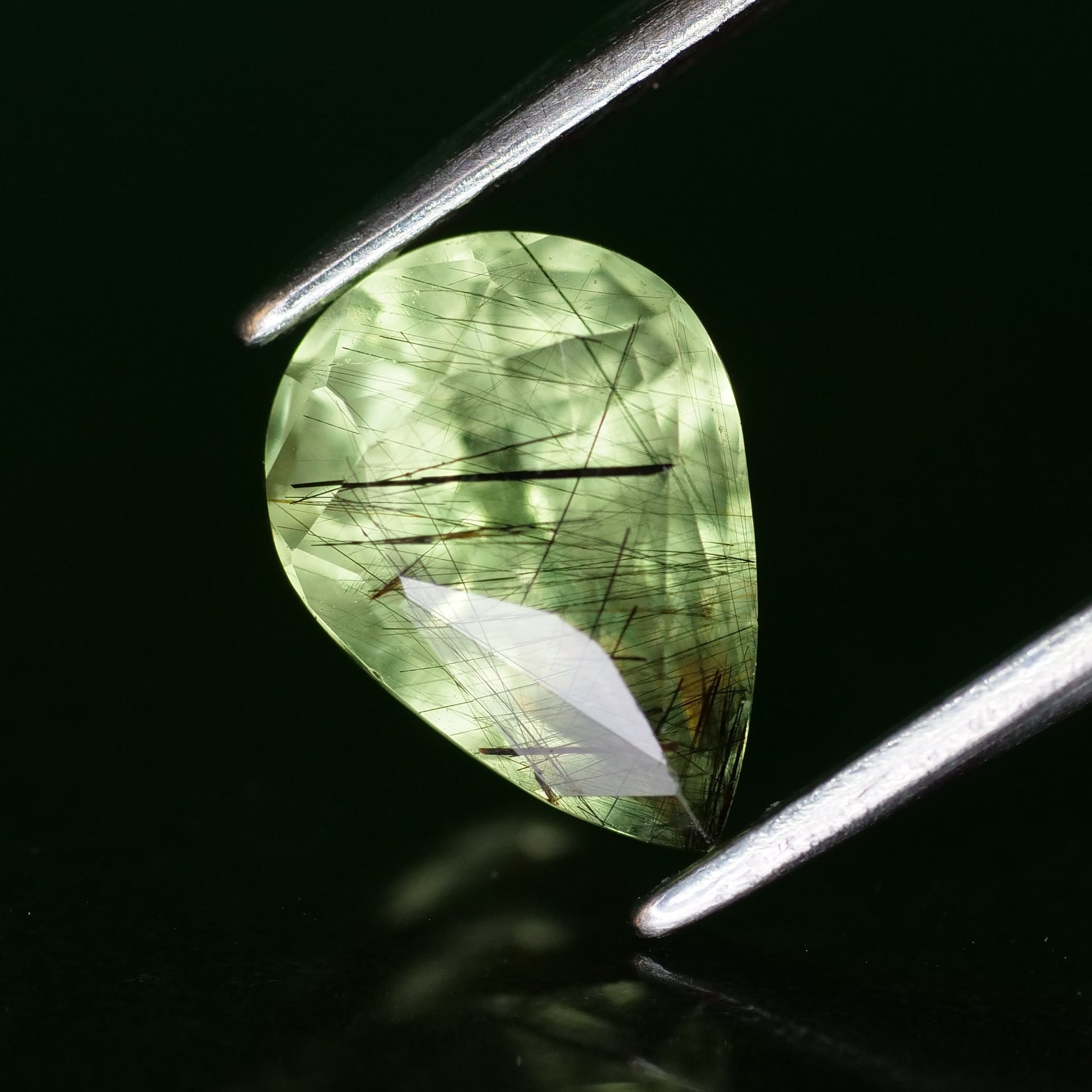 Rutile Peridot | natural, pear cut *8x6mm, VS, 1.4 ct - Eden Garden Jewelry™