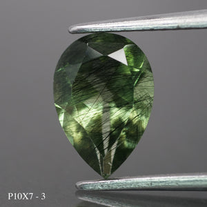 Rutile Peridot | natural, pear cut 10x7 mm, 1.7 ct - choose yours