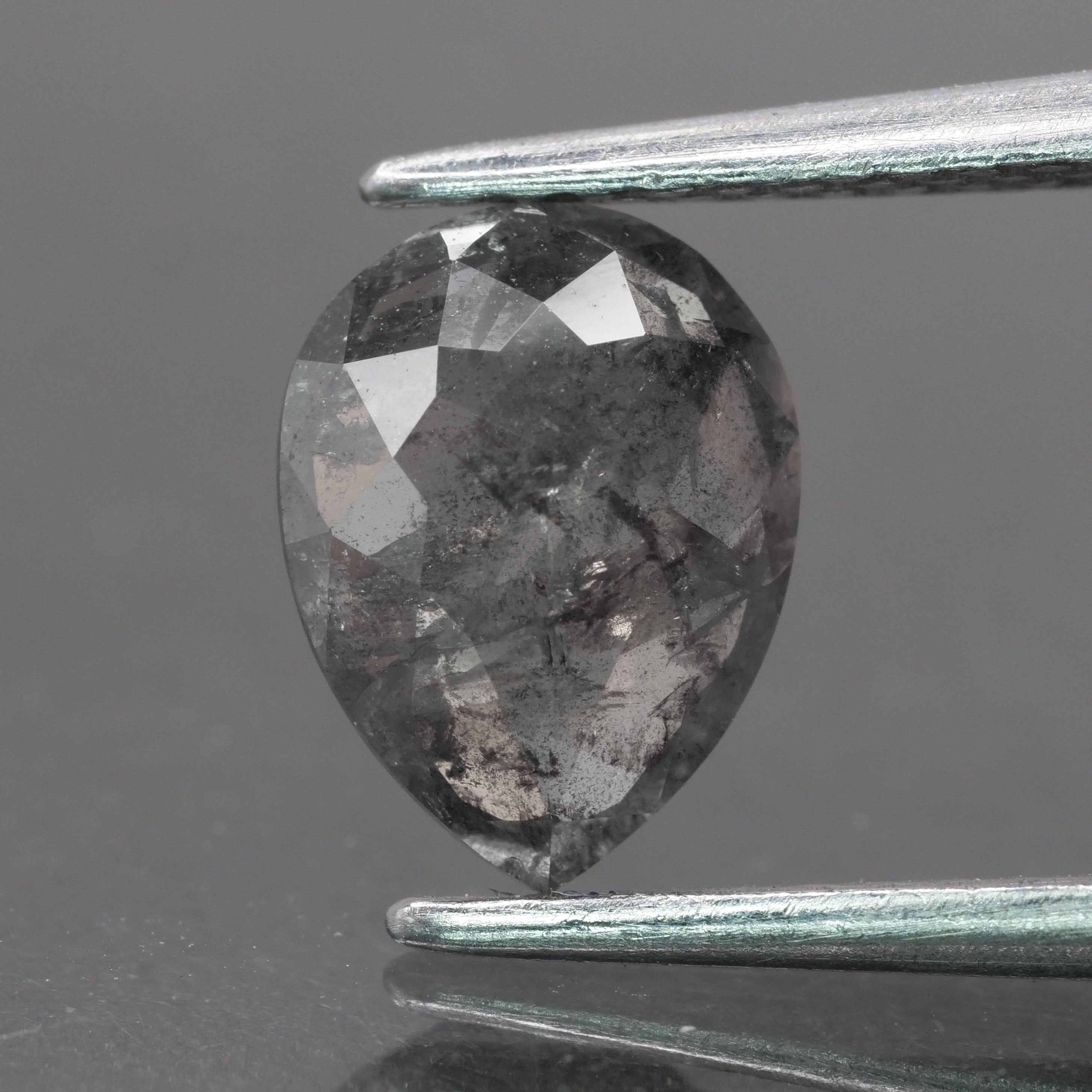 Salt & Pepper diamond | natural, pear-cut, 8x6mm, 1ct - Eden Garden Jewelry™