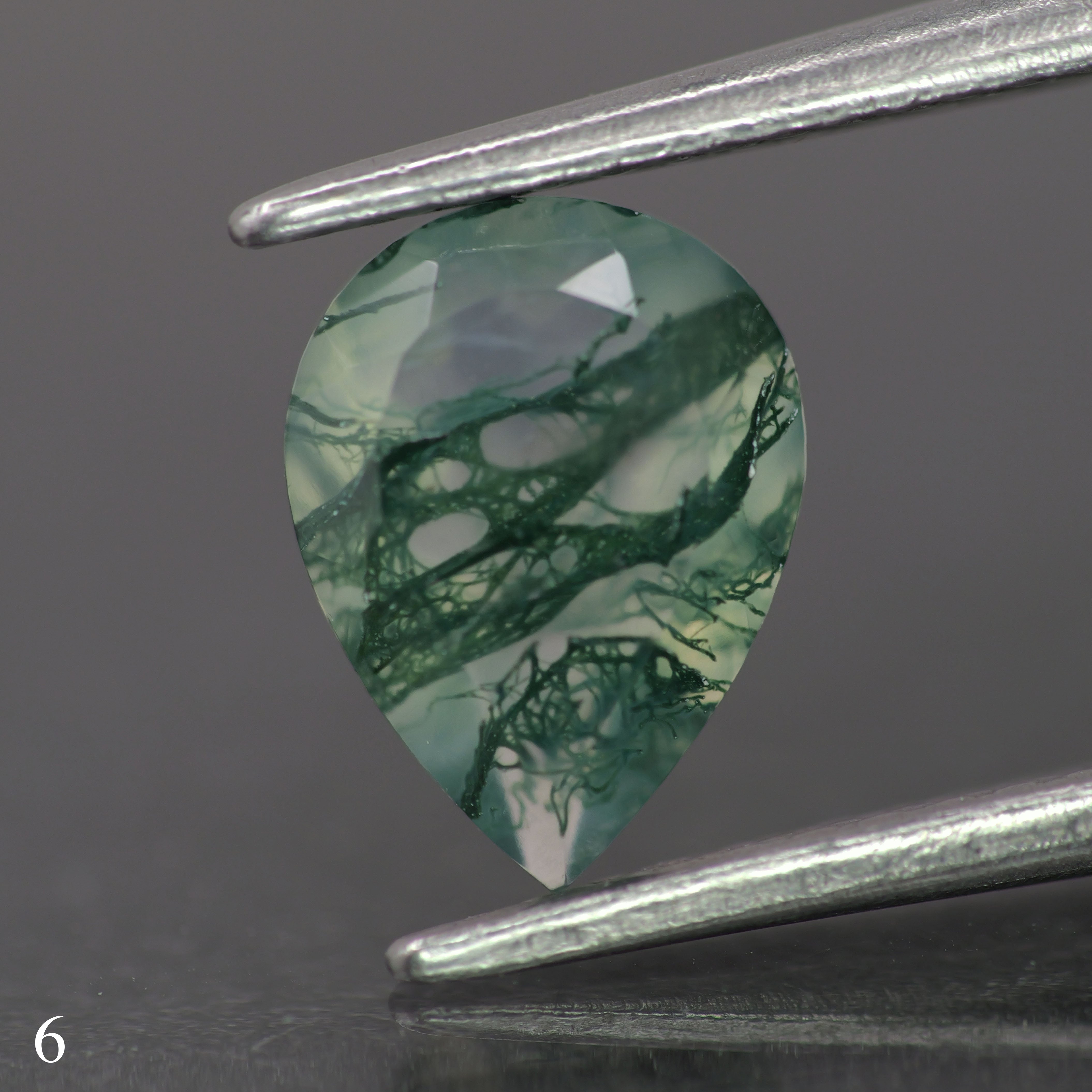 Moss agate | green color, pear-cut, 8x6mm, 0.80ct - choose yours - Eden Garden Jewelry™