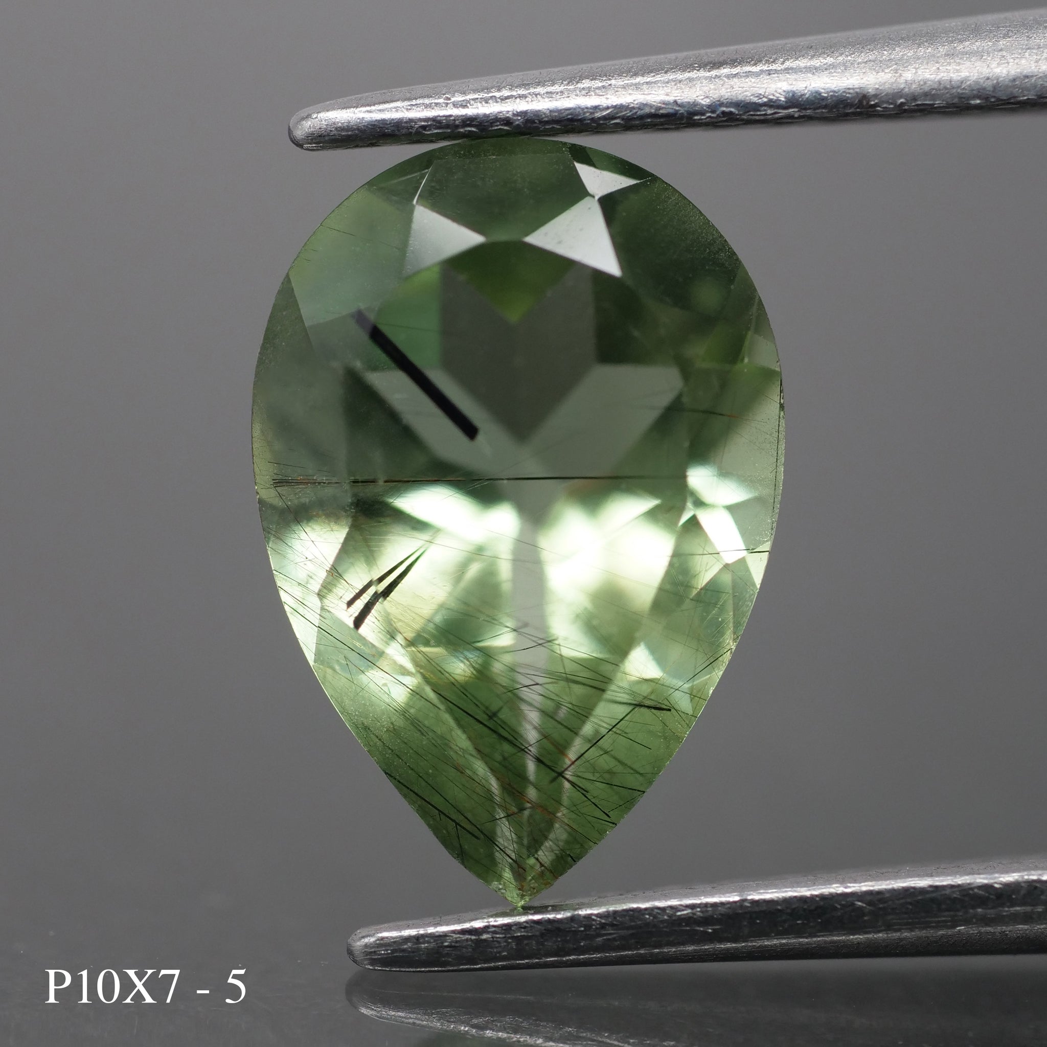 Rutile Peridot | natural, pear cut 10x7 mm, 1.7 ct - choose yours