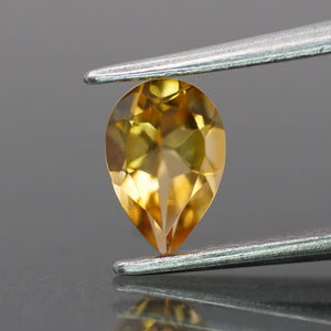 Citrine | natural, orange color, pear-cut, 7x5mm, 0.6ct