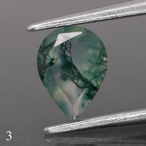 Moss agate | green color, pear-cut, 8x6mm, 0.80ct - choose yours